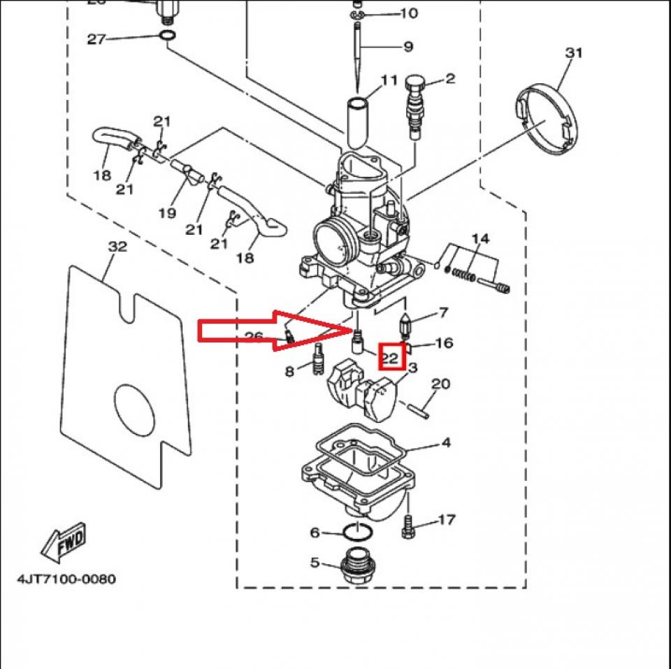 Gicleur principal KEA165 Keihin 4MX-14943-40 pour moto Yamaha 250 WRF 2001-2014