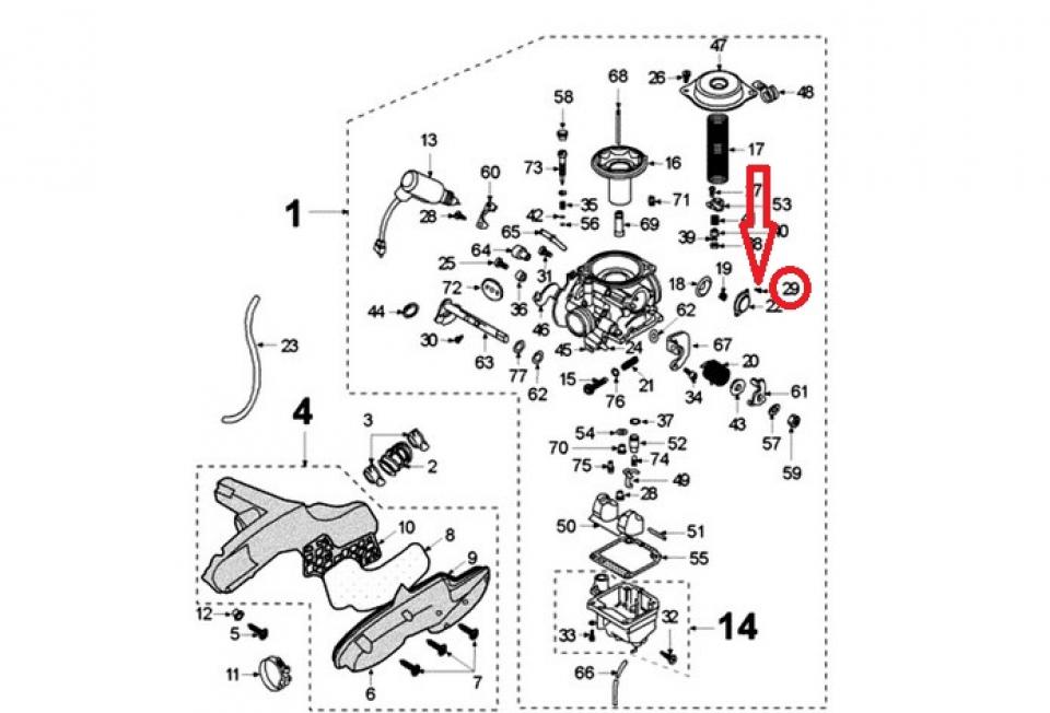 Vis fixation membrane carburateur pour scooter Peugeot 125 Elyseo 2000 753816