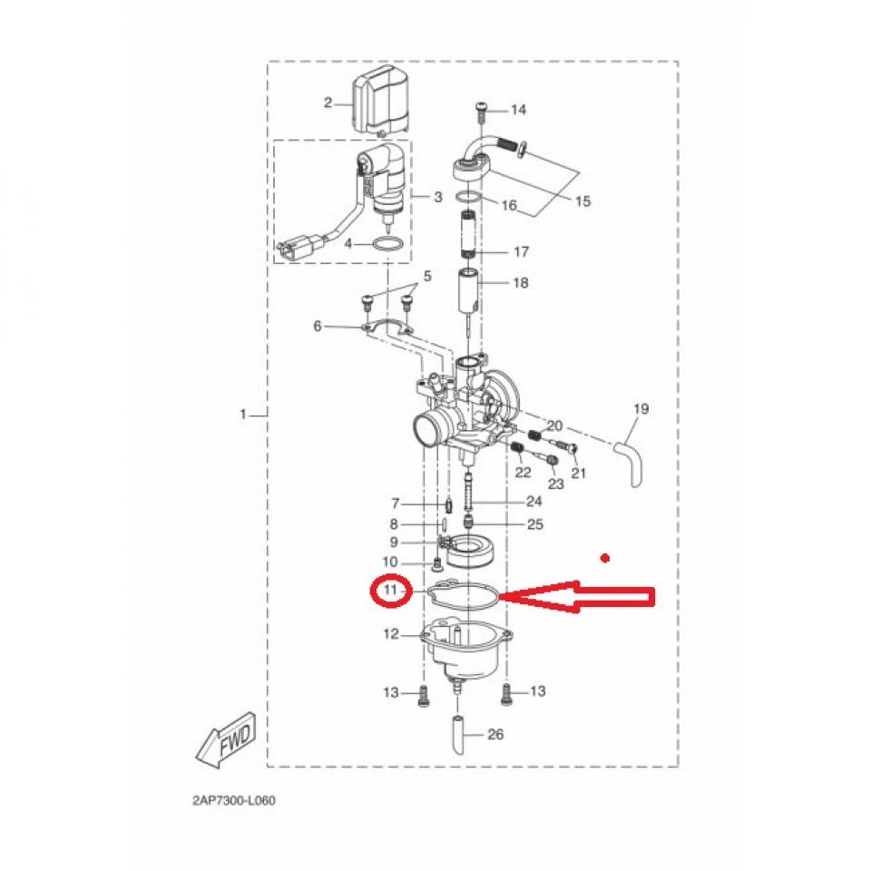 Joint cuve carburateur Gurtner pour scooter Yamaha 50 BW'S 2010-2013 5EU-E4384-0