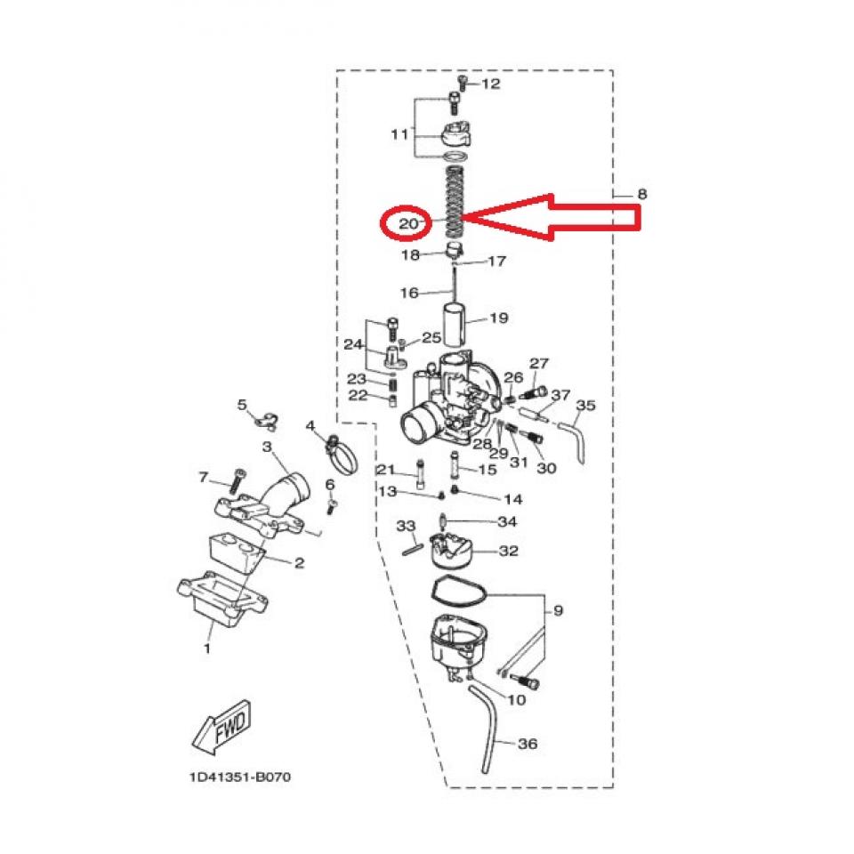 Ressort boisseau de carburateur pour moto Yamaha 50 DTR 2003 à 2008 4SB-E4331-01