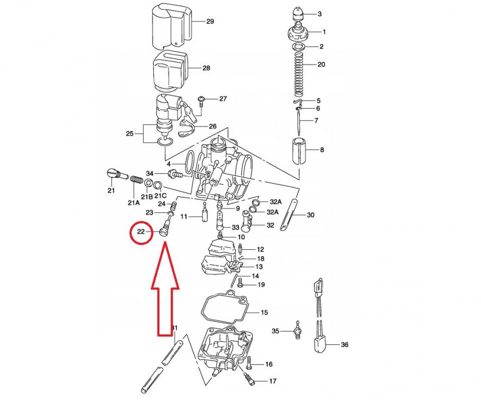 Vis de réglage de ralenti origine pour scooter Suzuki 50 Katana 13267-35E00 Neuf