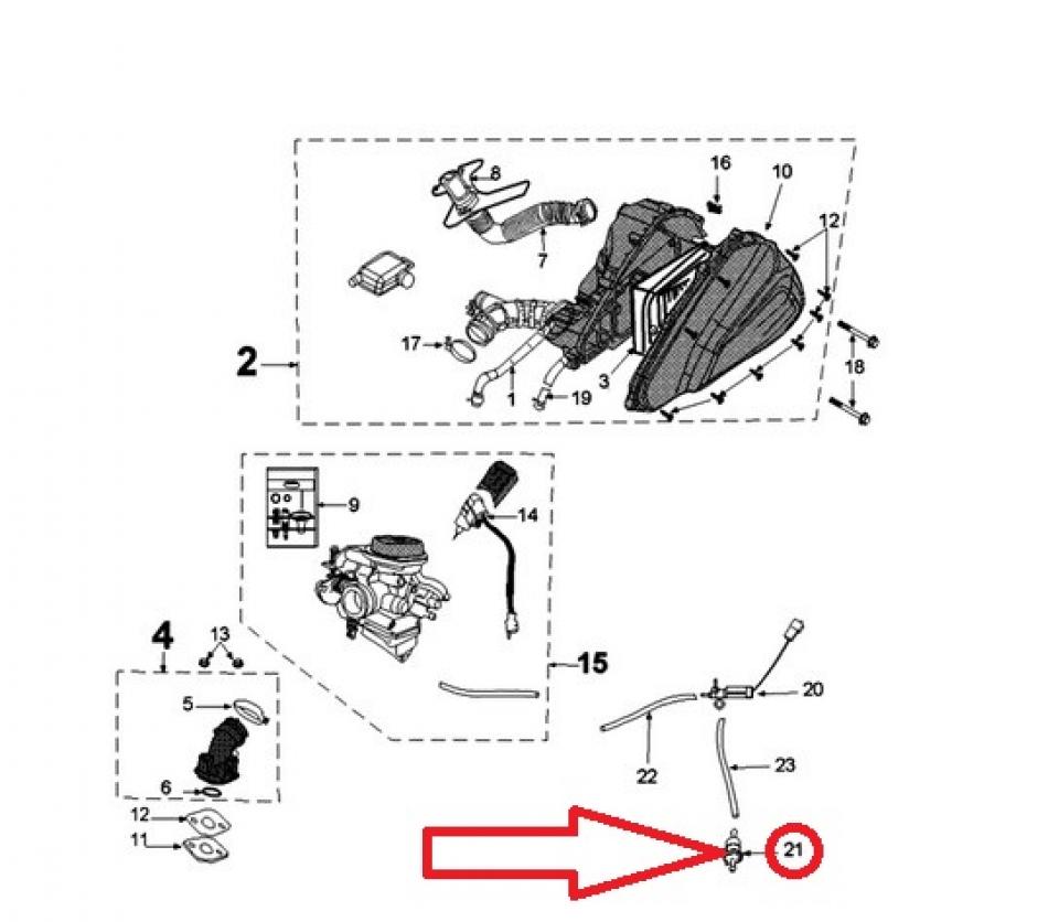 Filtre à air Solénoïde pour scooter Peugeot 50 Tweet 4T 2018-20 804403 Neuf