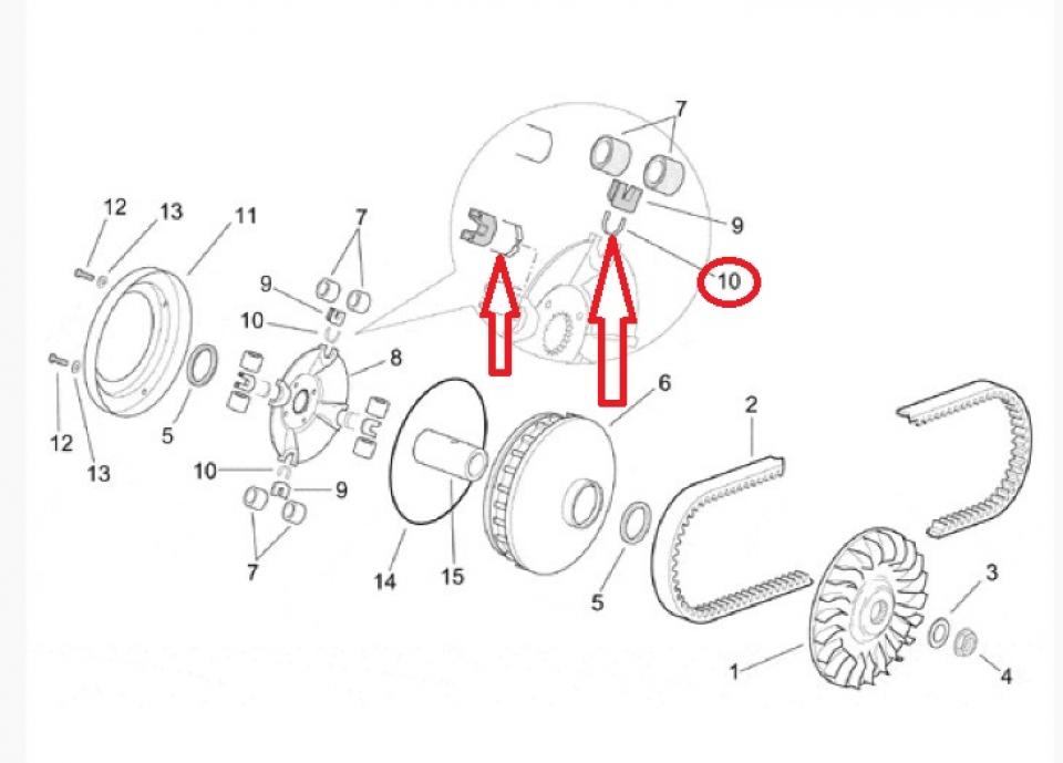 Entretoise de Guide de variateur pour scooter Aprilia 250 Leonardo AP8122617