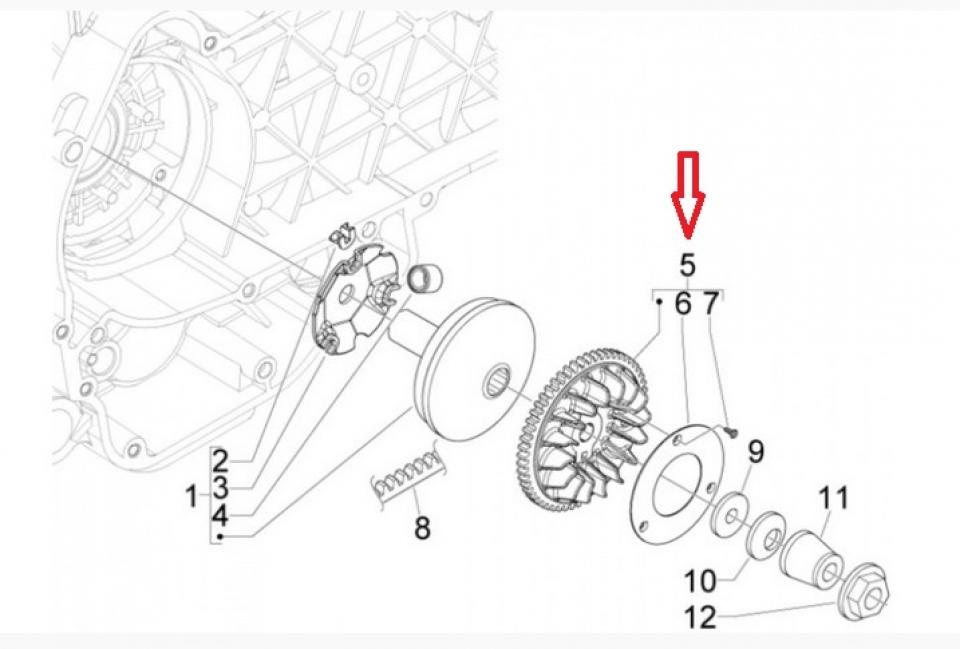Joue fixe variateur origine pour Scooter Piaggio 125 X8 2004 à 2008 8456075 Neuf