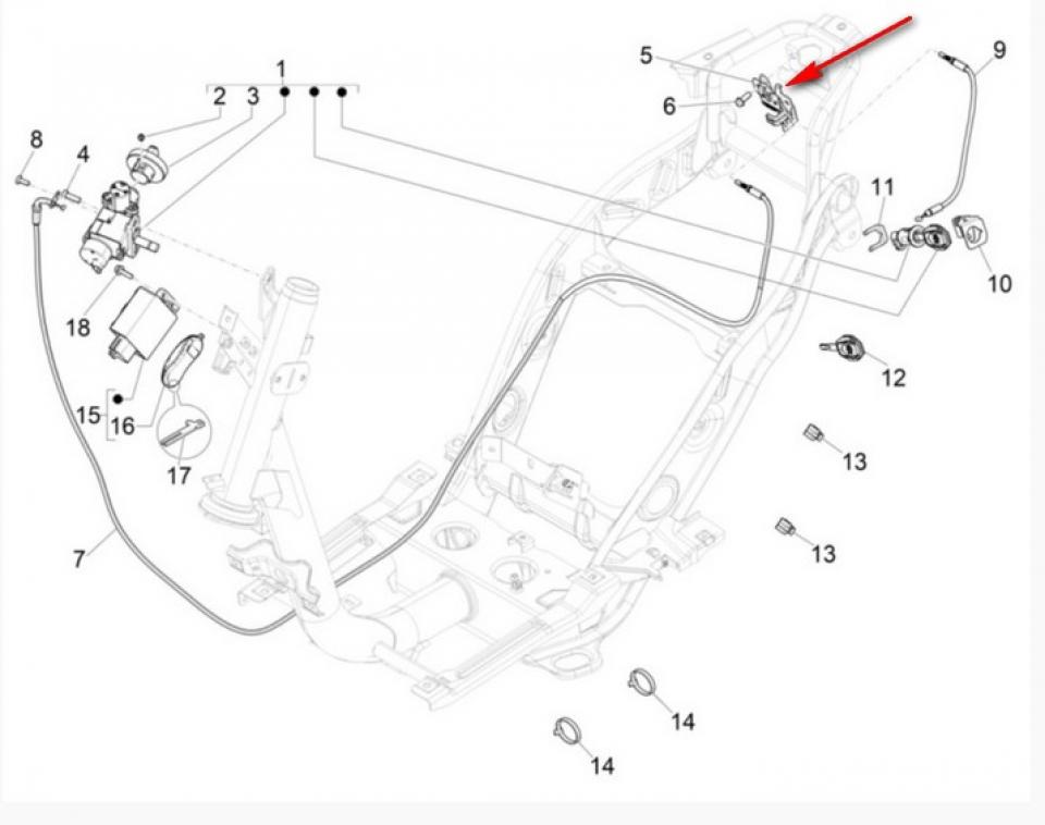Serrure de selle origine pour scooter Piaggio 1 ELECTRIC 1B008163 Neuf