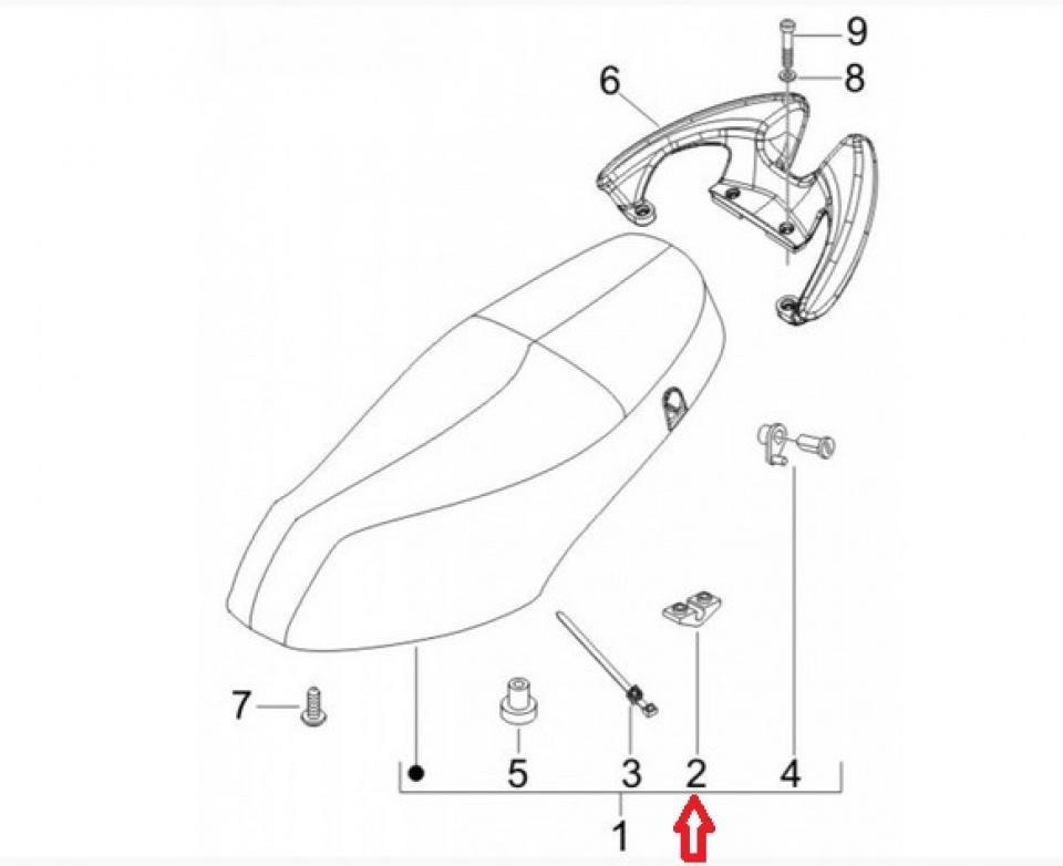 Pontet maintien axe serrure selle pour scooter Piaggio 50 Fly 1998-2017 296743