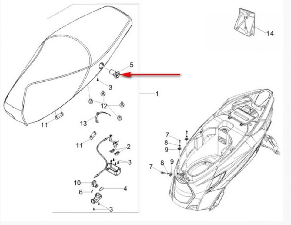 Serrure de selle origine pour scooter Aprilia 50 SXR Après 2021 674311 Neuf