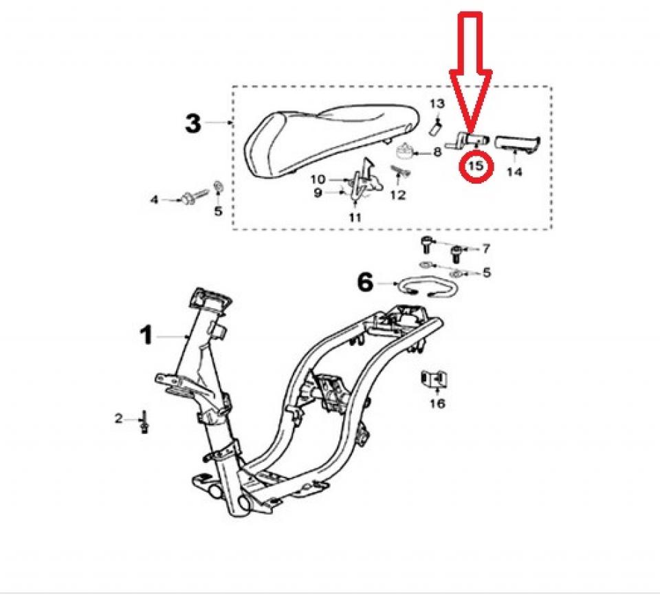 Levier verrouillage serrure selle 758104 pour scooter Peugeot 50 Ludix one neuf