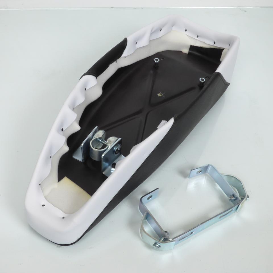 Selle siège biplace noir/blanc mobylette cyclomoteur pour motoconfort tube selle Ø25
