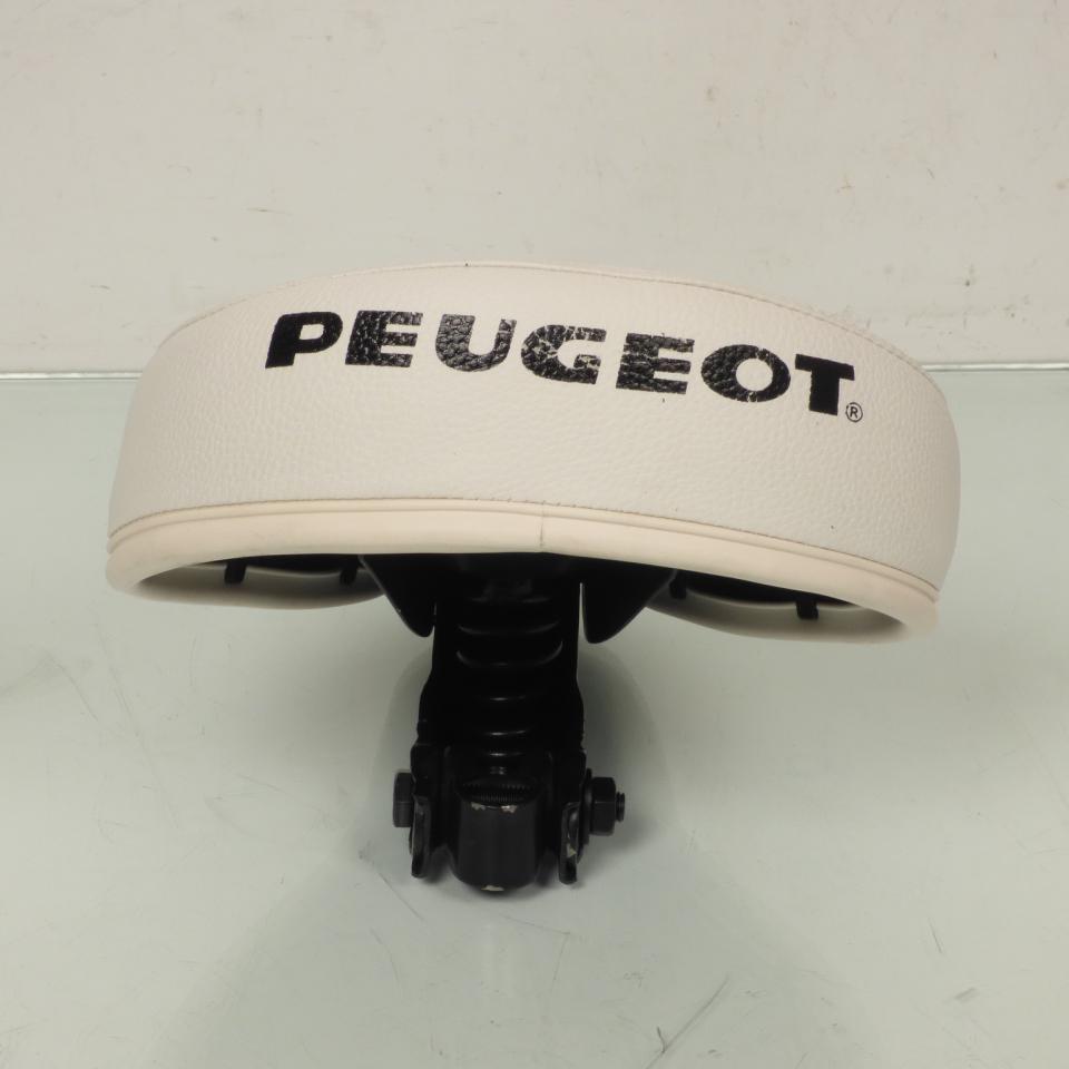 Selle pilote blanche marquage PEUGEOT pour mobylette Peugeot 103 Ø22mm