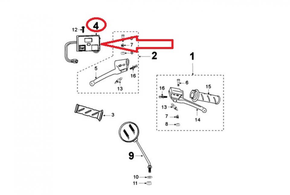 Bouton de Klaxon pour scooter Peugeot 50 Ludix 766544 764981 Neuf