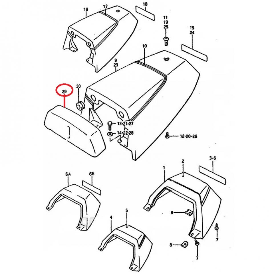 Dosseret de selle origine pour moto Suzuki 750 Gsx-R 46220-17C10-58R Neuf