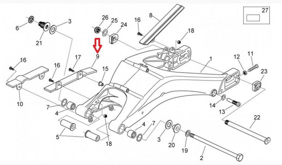 Patin de chaîne origine pour Moto Aprilia 125 RS 1992 à 2009 AP8120793 Neuf