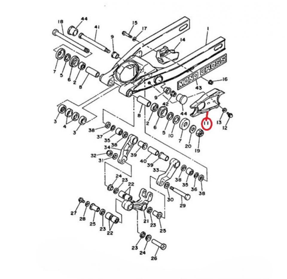 Patin de chaîne origine pour moto Yamaha 125 YZ 1986 à 1988 1LX221510000 Neuf