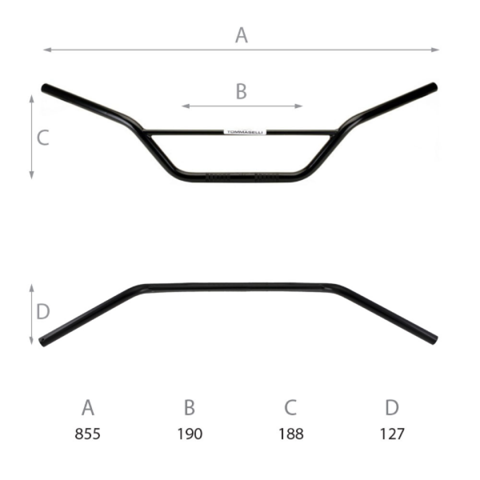 Guidon de pour moto cross enduro vintage en acier noir Tommaselli 0259.31.20.04