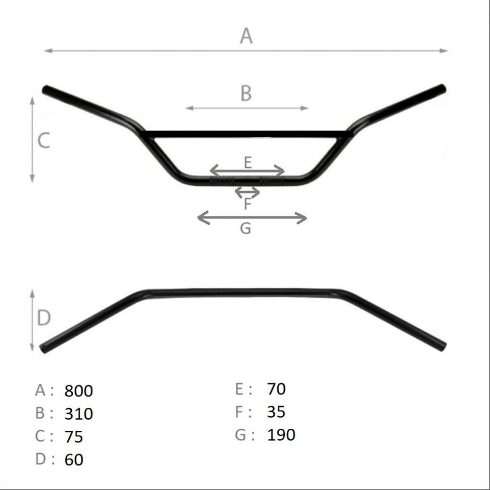 Guidon Ø22mm Noir universel 3AS Racing pour moto Kawasaki 250 KX GUI3AS690-001