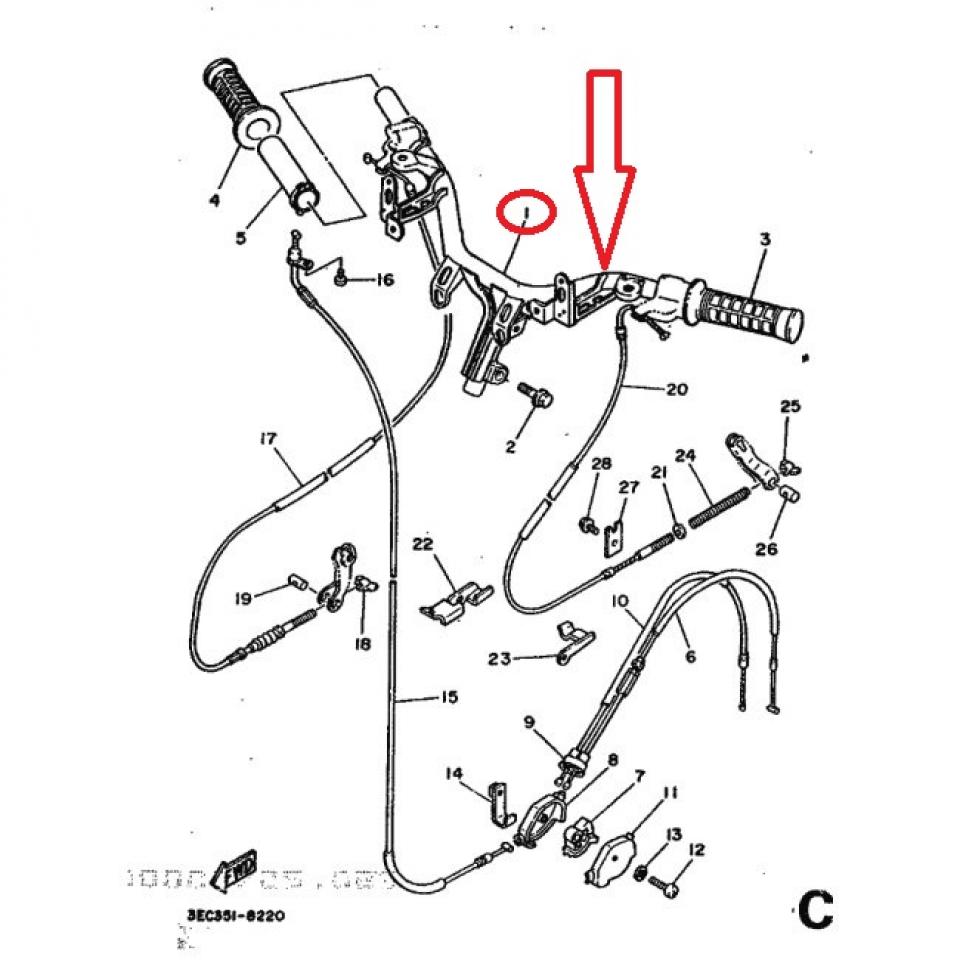 Guidon pour scooter Yamaha 50 Beluga 1988 à 1990 3EC-F6110-10 3EC-F6110 Neuf