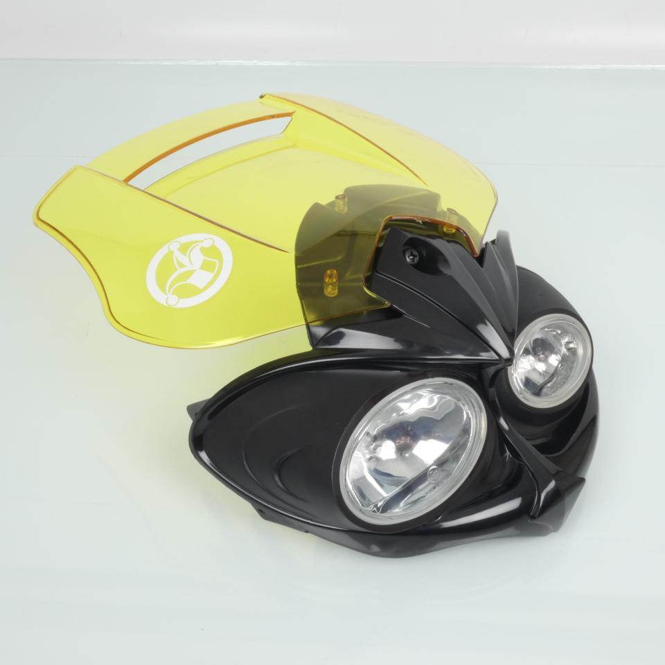 Plaque phare tête de fourche tuning Mad Venom noir et jaune H3 12V 55W pour moto