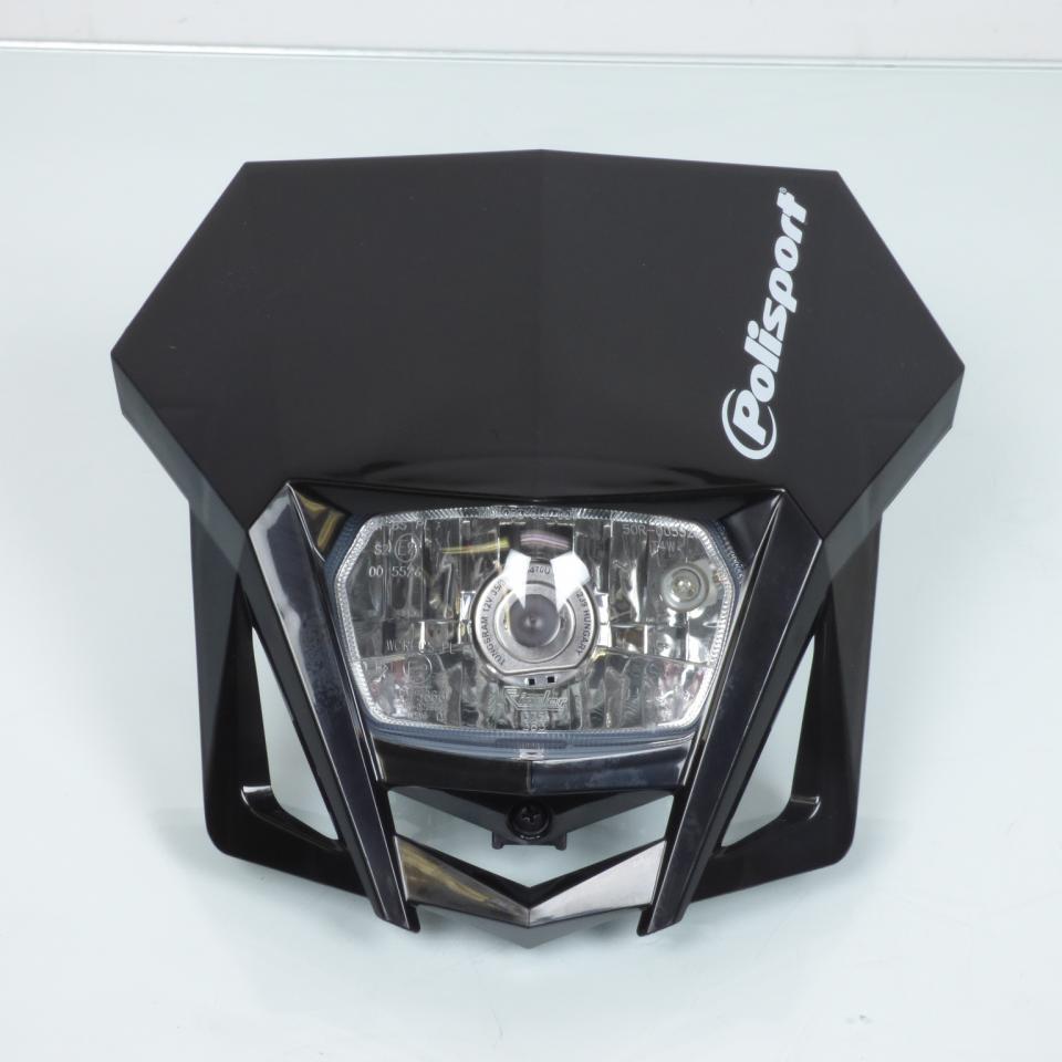 Plaque phare avec optique phare avant Polisport LMX noire pour moto enduro cross