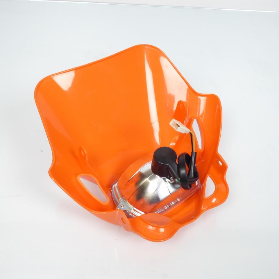 Plaque phare orange avec phare optique pour moto enduro tout terrain cross Neuf