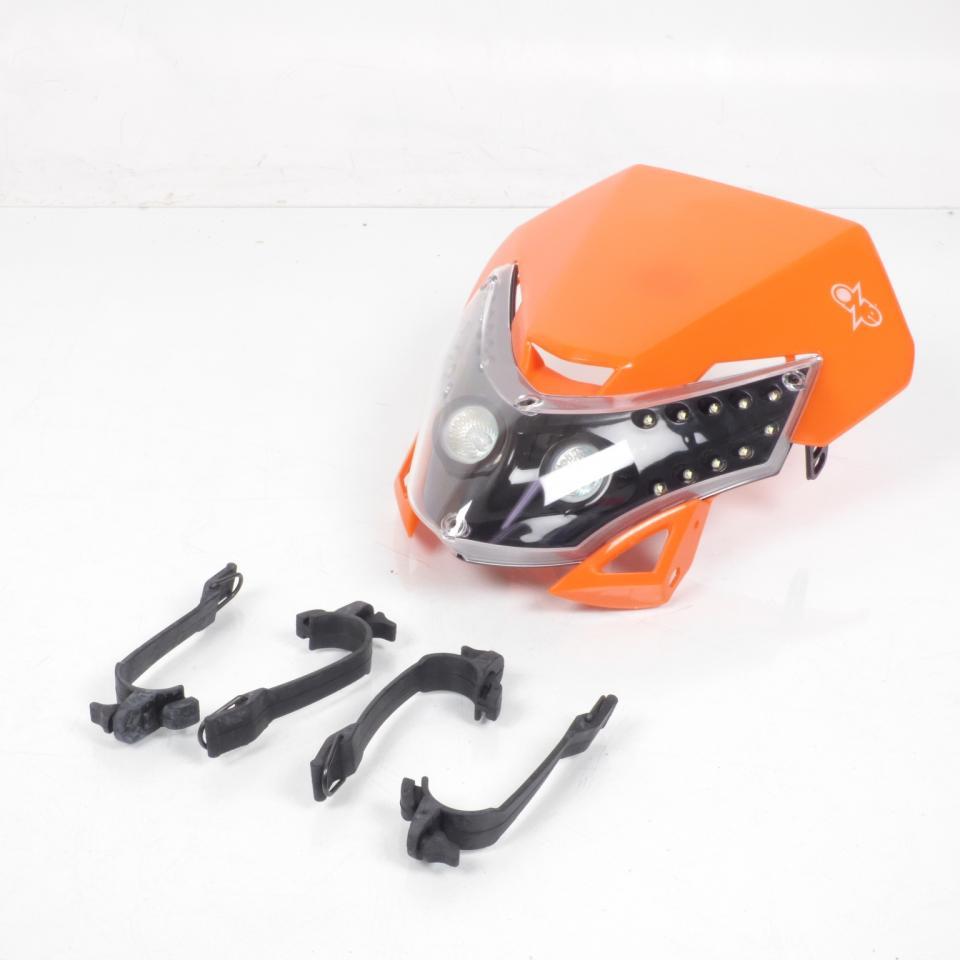 Plaque phare tête de fourche One pour moto E.T. orange et noir halogène LED tuning