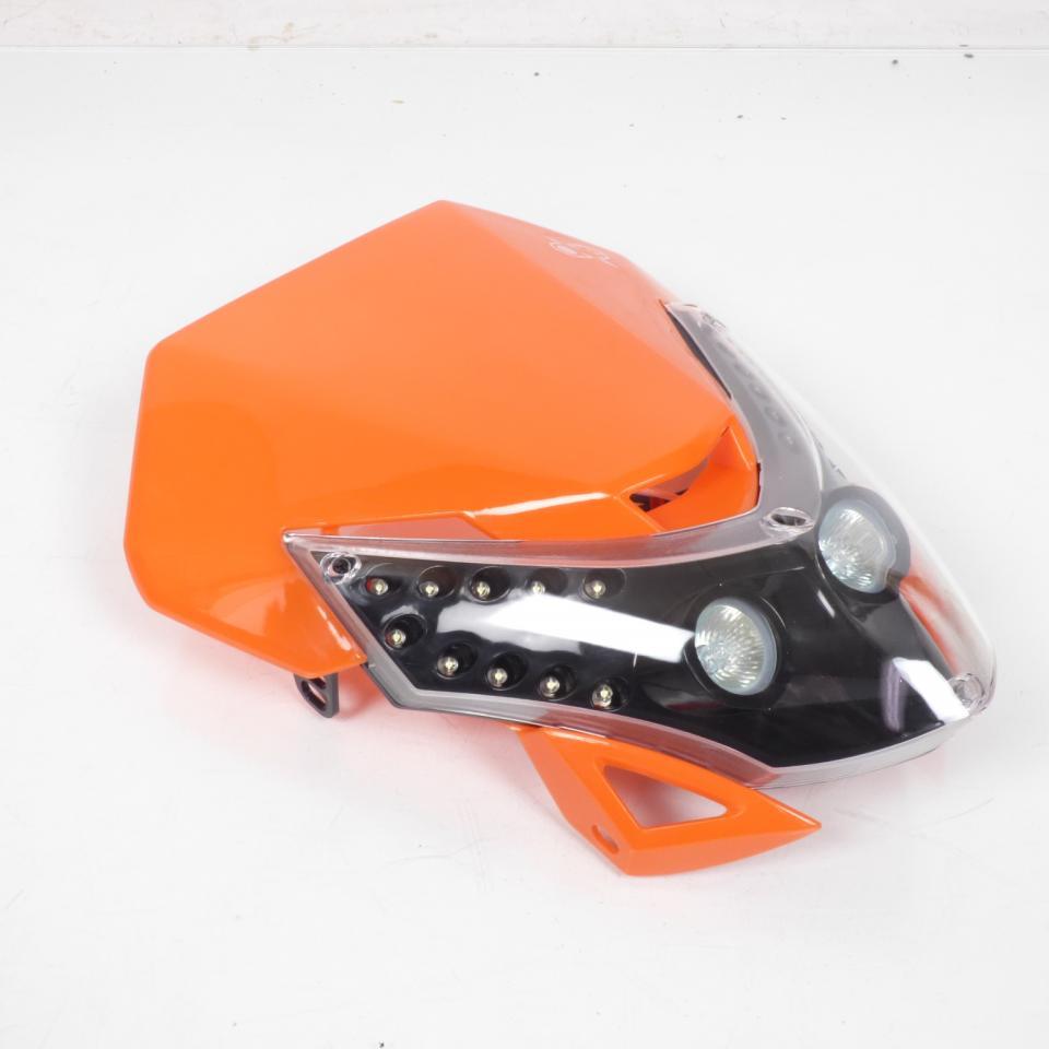 Plaque phare tête de fourche One pour moto E.T. orange et noir halogène LED tuning
