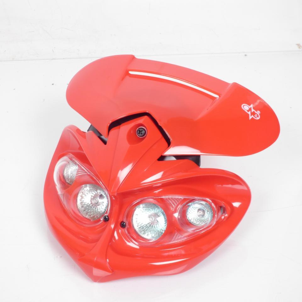 Plaque phare tête de fourche One Manga rouge pour moto optique halogène tuning Neuf