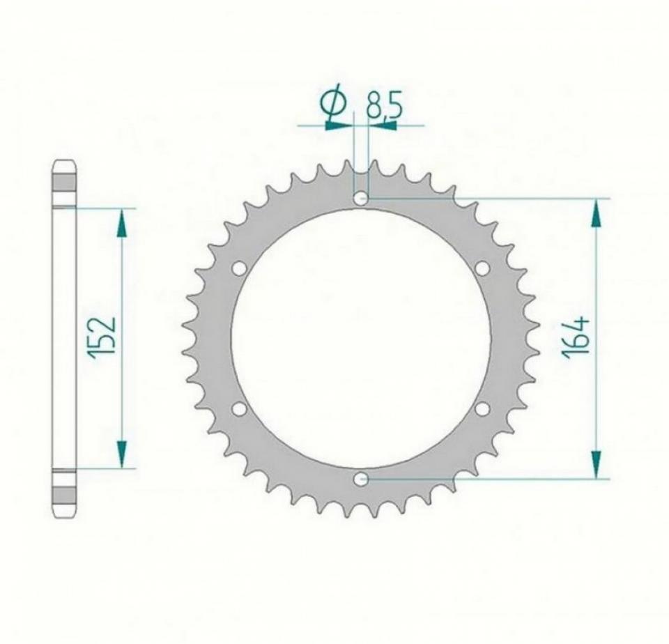 Couronne de transmission France Equipement pour Quad Barossa 170 Ram Avant 2003 43 dents pas 520 Ø152 Neuf