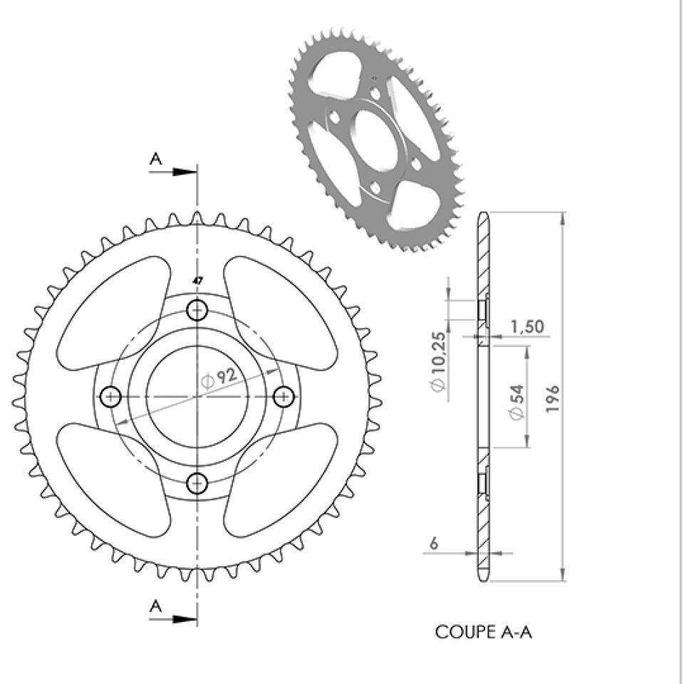 Couronne de transmission RSM pour Moto Yamaha 50 TZR 2000 à 2003 Neuf