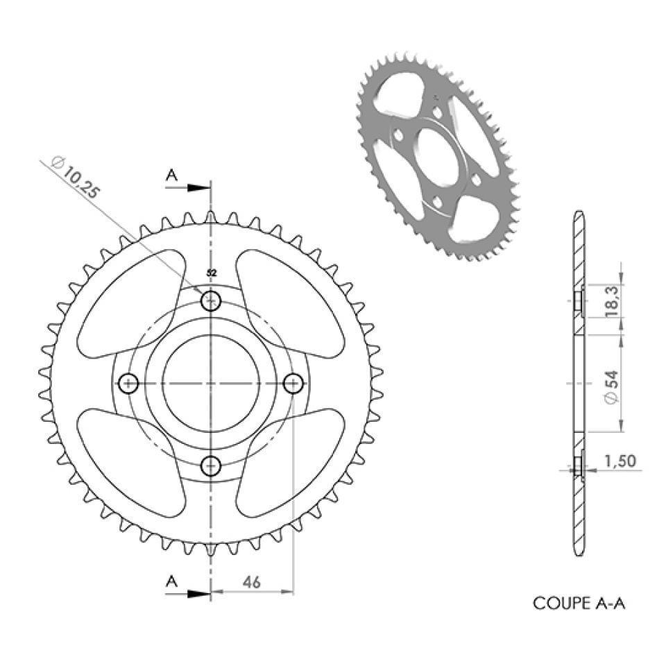 Couronne de transmission Teknix pour Moto Yamaha 50 TZR 2000 à 2003 Neuf