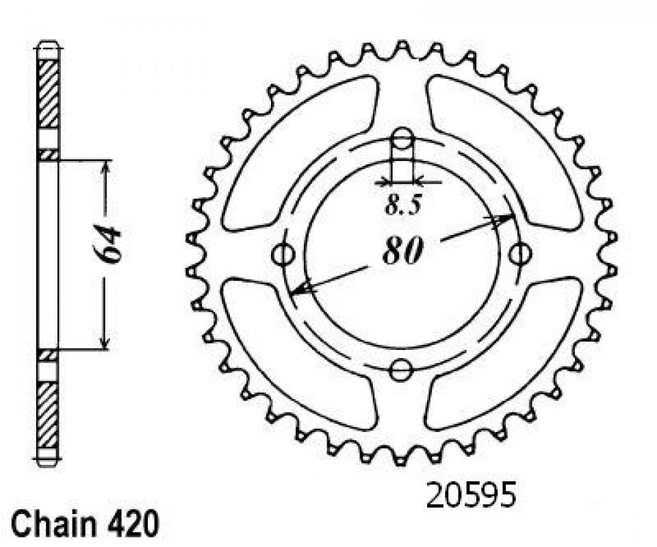 Couronne de transmission Sifam pour Moto Yamaha 50 LB Chappy 1985 à 1989 Neuf