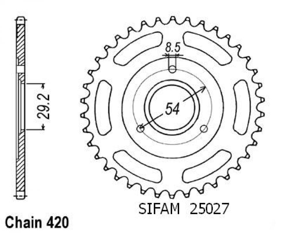 Couronne de transmission Sifam pour Moto Honda 50 Z Monkey 1979 à 1986 Neuf