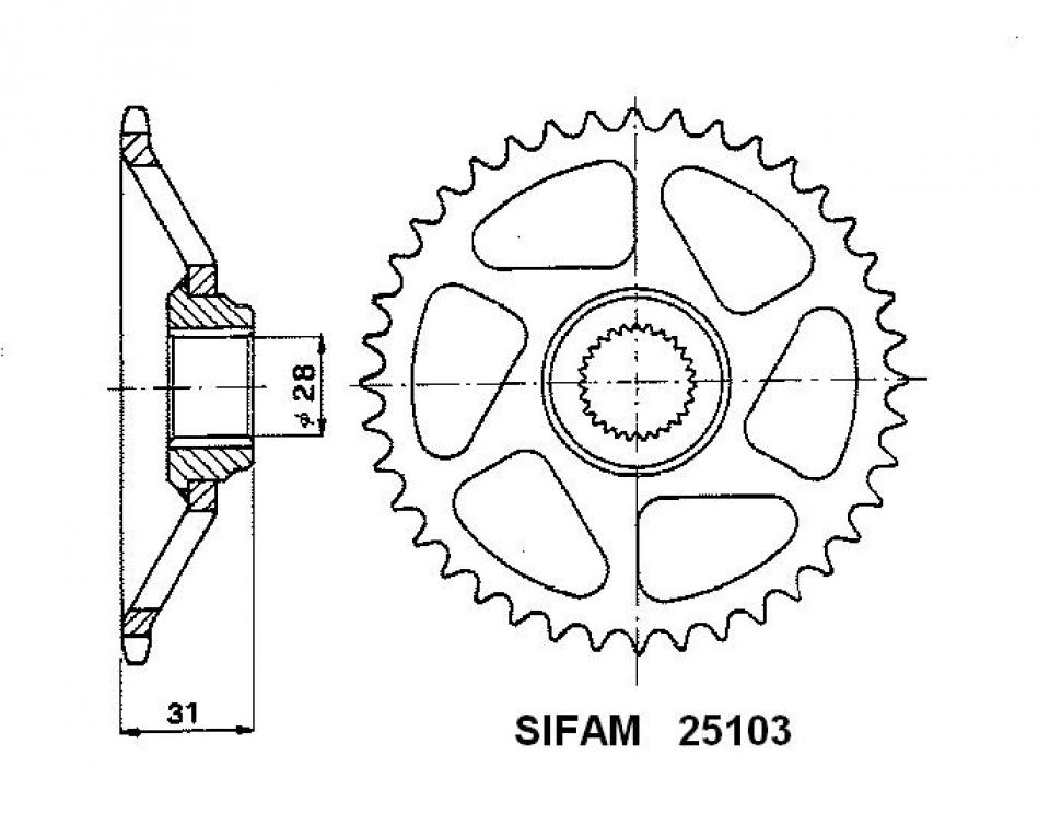 Couronne de transmission Sifam pour Moto Aprilia 50 Rs Extrema - Showa 1995 à 1998 Neuf