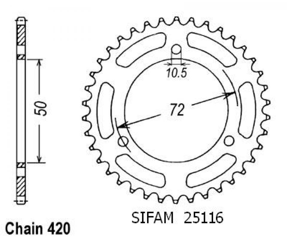 Couronne de transmission Sifam pour Moto Honda 50 Nsr S 1989 à 1997 Neuf