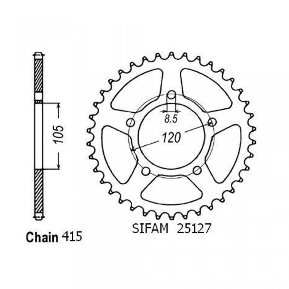 Couronne transmission Sifam pour moto Aprilia 50 RX 1993 à 1998 45 dts P415 Neuf