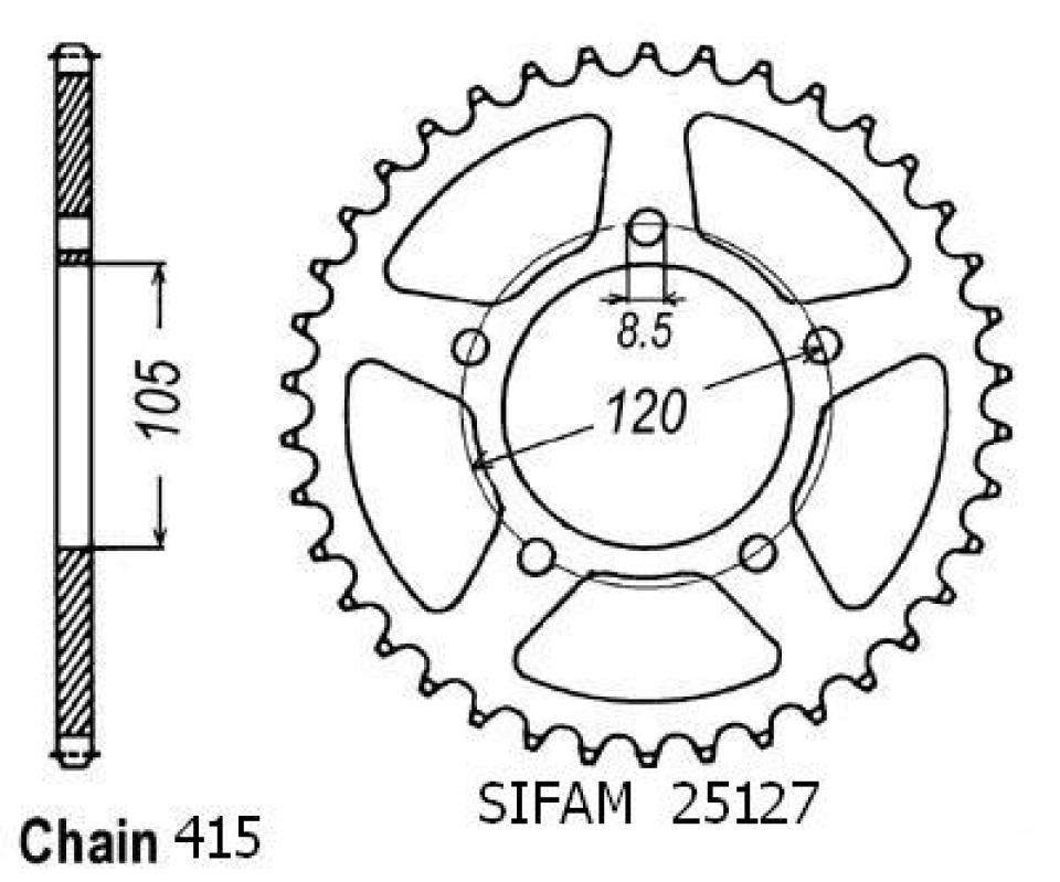 Couronne transmission Sifam pour moto Aprilia 50 RX 1993 à 1998 45 dts P415 Neuf