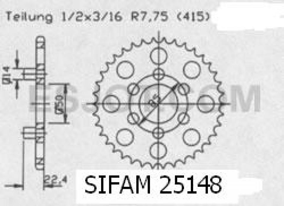 Couronne transmission Sifam pour moto Aprilia 50 Classic 1992 à 2001 46 dts P415