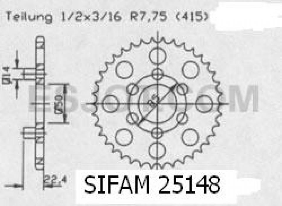 Couronne transmission Sifam pour moto Aprilia 50 Classic 1992 à 2001 46 dts P415