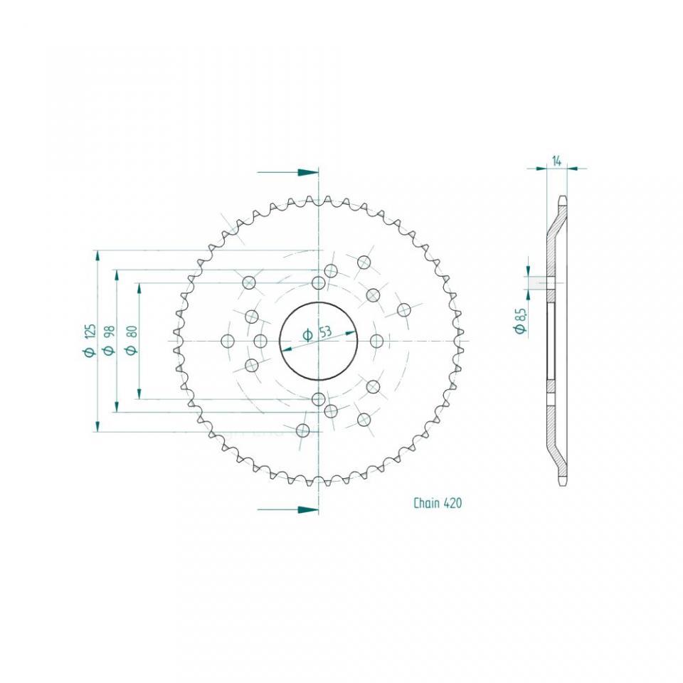 Couronne de transmission Sifam pour moto Derbi 50 Fenix 1997 48 dts P420 Neuf