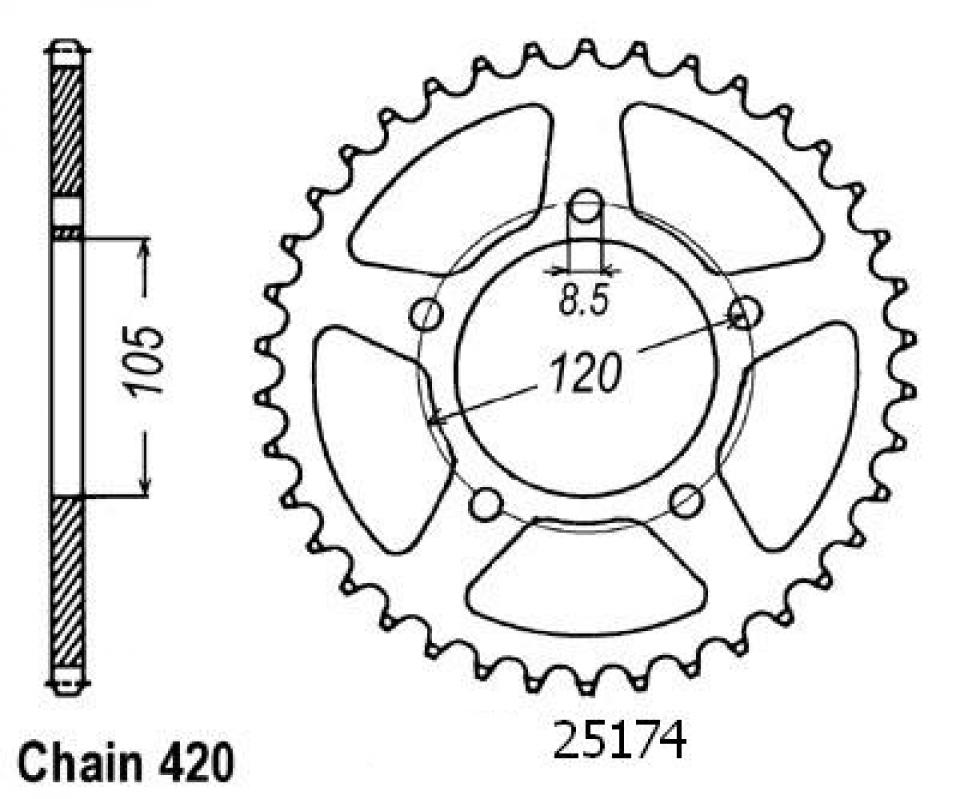 Couronne de transmission Sifam pour Moto Yamaha 50 Dt X Sm 5T 2002 Neuf