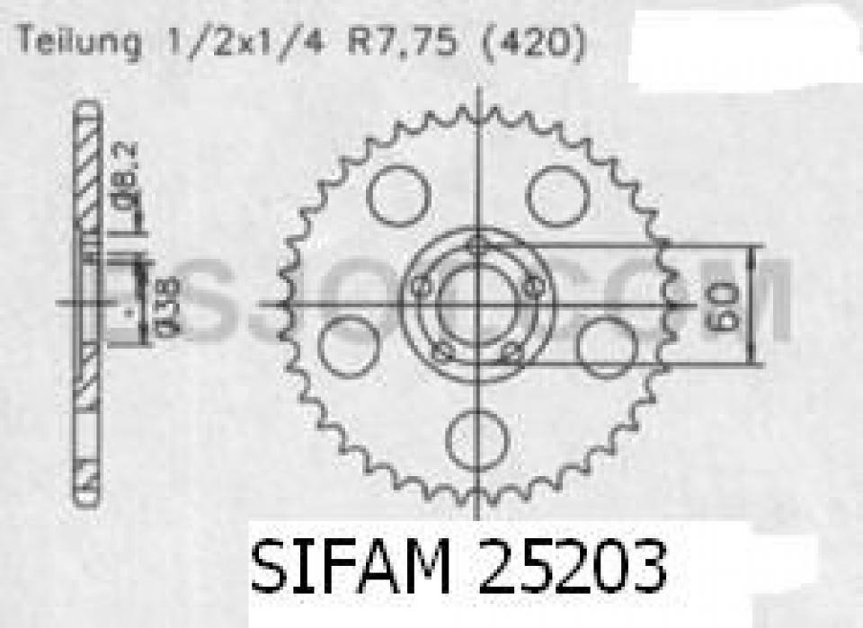 Couronne de transmission Sifam pour Moto MSA 50 Rse 1999 à 2001 Neuf