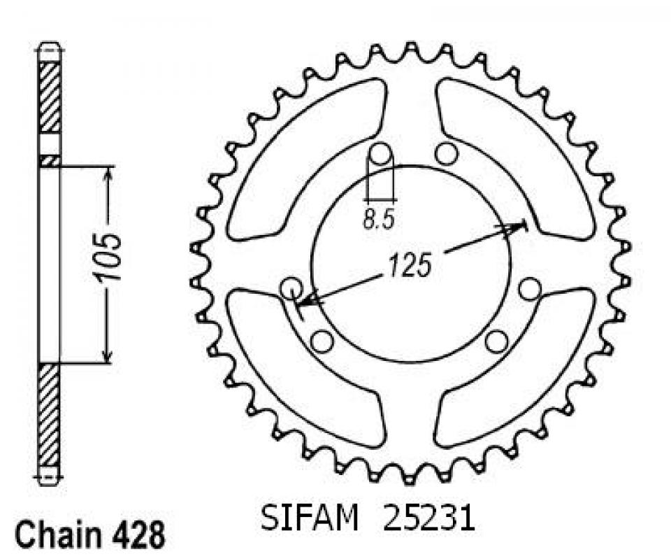 Couronne de transmission Sifam pour Moto HM 50 Crm Derapage Rr 2009 à 2012 Neuf