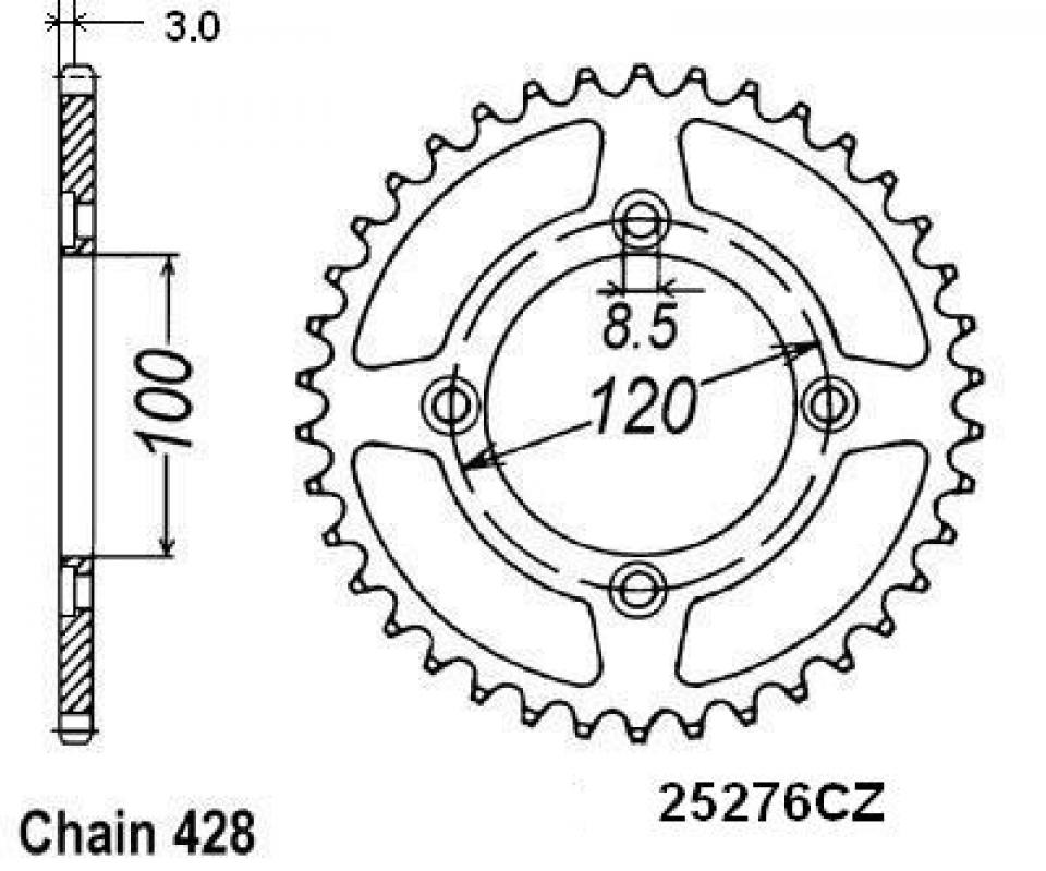 Couronne de transmission Sifam pour Moto Beta 50 RR Enduro Standard 2009 à 2014 Neuf