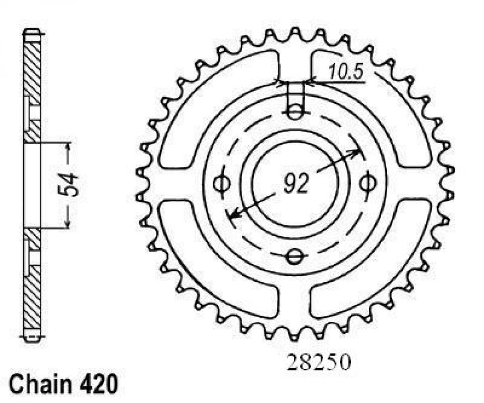 Couronne de transmission Sifam pour moto Yamaha 50 TZR 1997 à 2003 46 dts P420