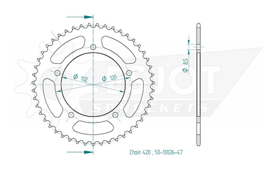 Couronne de transmission Esjot pour Moto Aprilia 50 Tuono 2003 à 2005 Neuf