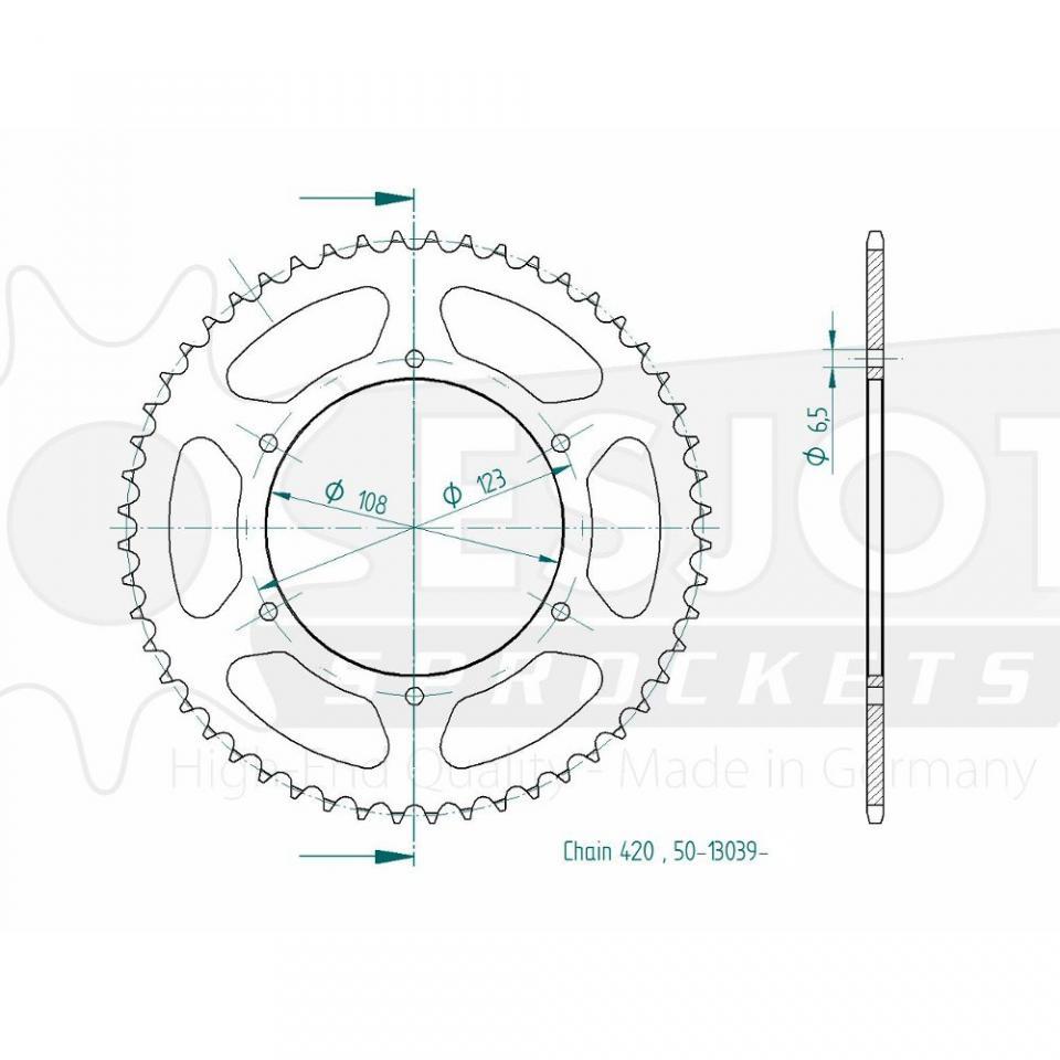 Couronne de transmission Esjot pour Moto Derbi 50 GPR R 2009 à 2016 Neuf