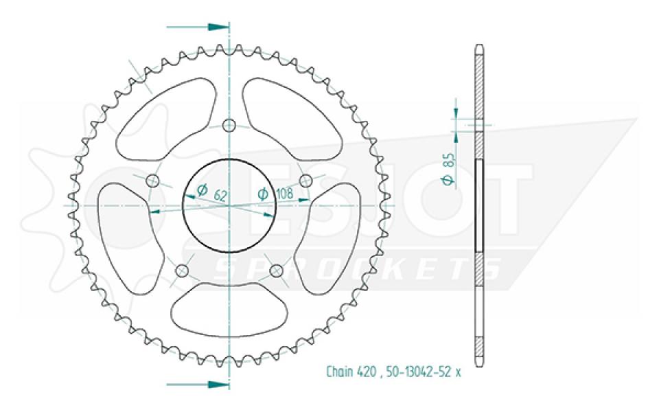 Couronne de transmission Esjot pour Moto Rieju 50 Tango Motard 2008 à 2012 Neuf