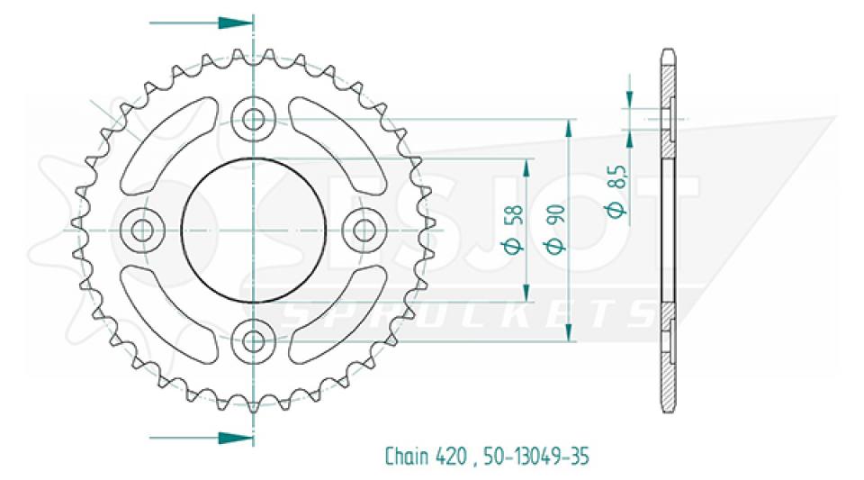 Couronne de transmission Esjot pour Scooter Honda 125 Anf Innova 2003 à 2012 Neuf