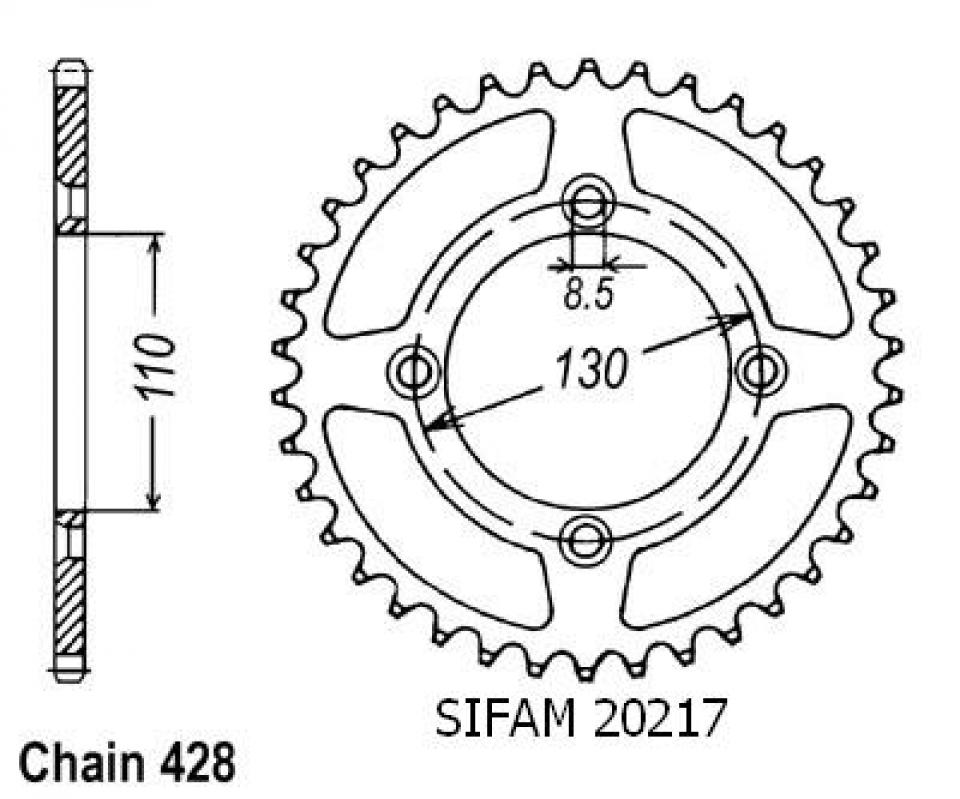 Couronne de transmission Sifam pour Moto Honda 80 Cr R Petites Roues 1996 à 2002 Neuf