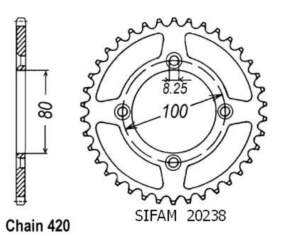 Couronne de transmission Sifam pour Moto Honda 60 Cr R 1983 à 1986 Neuf